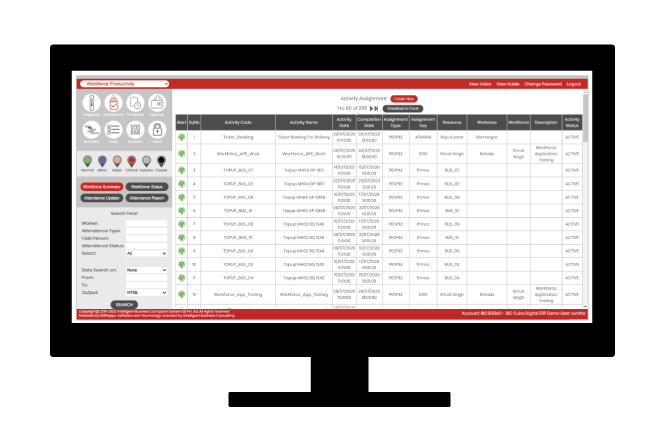 Dashboard with list